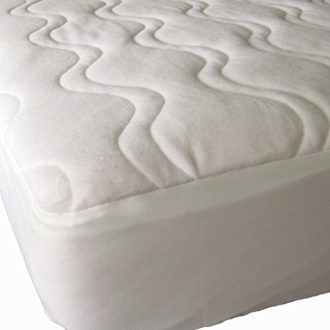 40-Winks Quilted Organic Cotton Velour Mattress Pad Protector, White, Twin