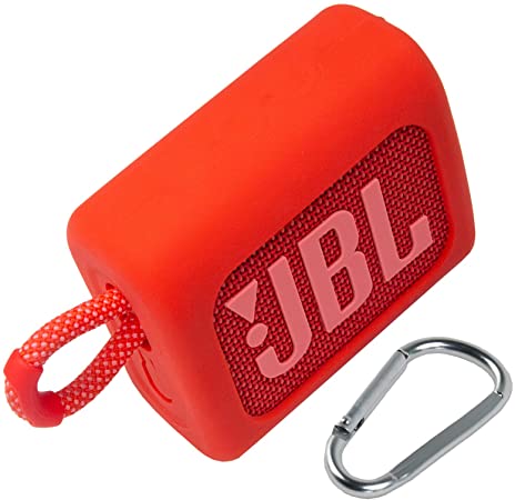 co2crea Silicone Carrying Case Replacement for JBL GO3 Go 3 Waterproof Ultra Portable Bluetooth Speaker (Red Case)