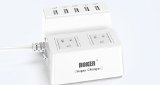 USB Charger - ROKER 8A  5-Port Desktop USB Charging Station With Built in 2 Surge Protected Outlets Power Strip and Gadget Stand
