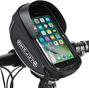 AUTOWT Bike Phone Front Frame Bag, Waterproof Bicycle Cellphone Mount Pack Cycling Top Tube Handlebar Bag Sensitive Touch Screen Case for iPhone 7 8 Plus Up to 6.5" (New Version)