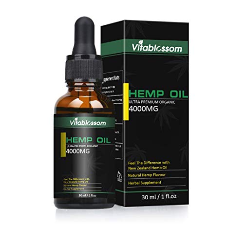 Hemp Oil Drops for Pain Relief, High Strength with New Zealand Grown Hemp Seed Oil, Great for Anxiety & Pain Relief & Sleep 2019 New Formula (4000mg)