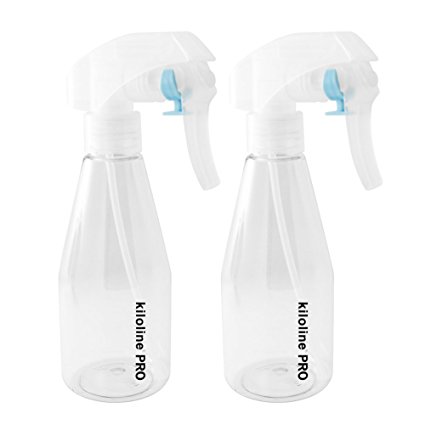 Kiloline Empty Spray Bottle Clear PET Plastic 200ml Bottles Safe Non-Toxic Odorless Super fine Mist Trigger Sprayer Leak-proof Great for Cleaning Products Garden using Beauty Treatments 2pcs