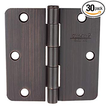 GlideRite Hardware 3514-ORB-30 3.5 inch Steel Door Hinges 0.25 inch Radius Oil Rubbed Bronze Finish 30 Pack