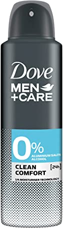 Dove Clean Comfort Deodorant For Men, Aluminium Free Body Spray For A Cool, Fresh And Clean Fragrance 48 Hour Protection, Bulk Pack (6 x 200 ml)