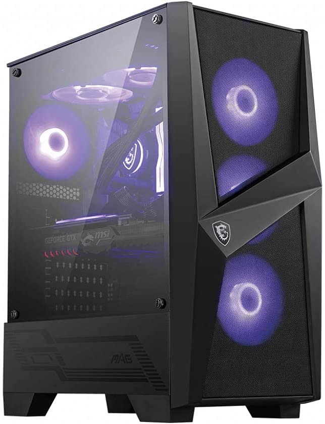 MSI MAG FORGE 101M Mid Tower Gaming Computer Case Black, 4x 120 mm RGB PWM Fan, 1-6 ARGB Hub, Tempered Glass Panel, ATX, mATX, mini-ITX