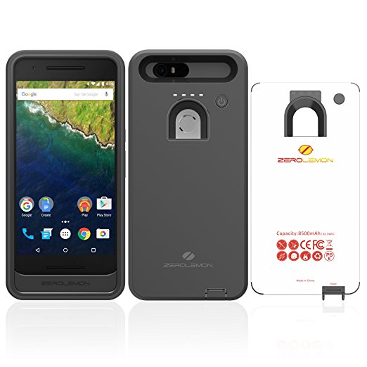 Nexus 6P Battery Case, ZeroLemon Google Huawei Nexus 6P 8500mah Rugged Battery Case - Black (Version 2.0)