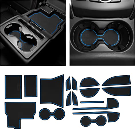 CupHolderHero for Mazda CX5 Accessories 2017-2022 Premium Custom Interior Non-Slip Anti Dust Cup Holder Inserts, Center Console Liner Mats, Door Pocket Liners 17-pc Set (Blue Trim)