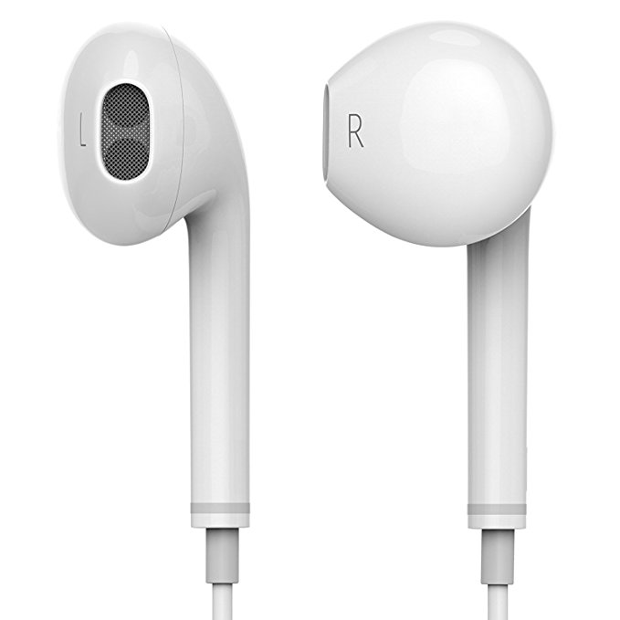 Earbuds, Ainok In Ear Earphones with Microphone Stereo Headphone for iPhone 6s 6 5s Se 5 5c 4s Plus Android Galaxy Edge S9 S8 S7 S6 S5 S4 Note 1 2 3 4 7 8 White (white1)