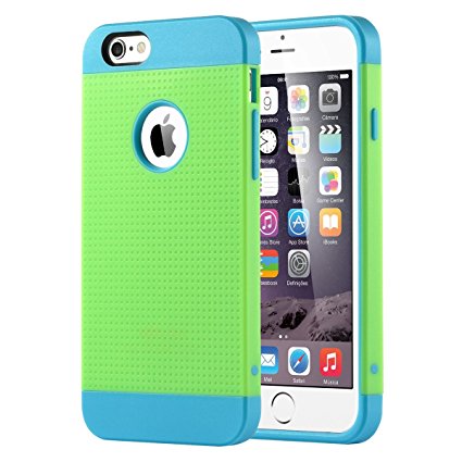 iPhone 6 Case, iPhone 6s Case, ULAK 2in1 Hybrid Case with Soft TPU and Hard PC Cover for Apple iPhone 6 & 6S 4.7 inch (Light Blue/Green)