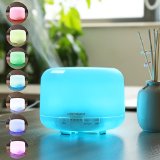 500ml Aroma Essential Oil DiffuserURPOWER Ultrasonic Air Humidifier with 4 Timer Settings 7 LED Color Changing Lamps 10 Hours Continous Mist Mode Running - AUTO shut off for Yoga Bedroom Baby Room
