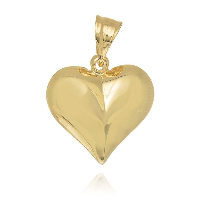JewelStop 14k Yellow Gold Puffed Heart Love Charm Pendant