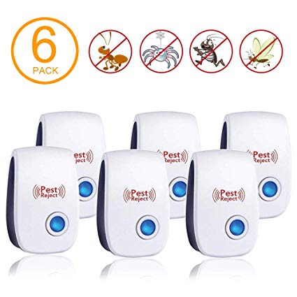 Fire Tracks Limited Pest Control-Electric Mouse Repellent for Mosquito, Mice, Rat, Roach, Spider, Flea, Ant, Fly, Bed Bugs, Cockroach No Traps Poison & Sprayers, 6, Ultrasoni epeller Plug in