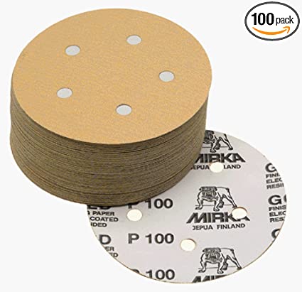 Mirka 23-321-220 5" 5-Hole 220 Grit Dustless Adhesive Sanding Discs - 100 Pack