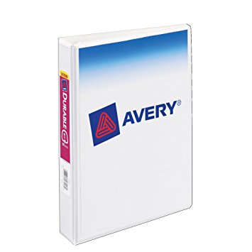 Avery Mini Durable View Binder with 1" Rings, 175-Sheet Capacity, White, 5-1/2" x -1/2" (17116)