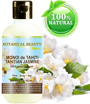 MONOI de TAHITI TAHITIAN JASMINE OIL 100 % Natural / 100% PURE BOTANICALS. 2 Fl.oz.- 60 ml. For Skin, Hair and Nail Care.