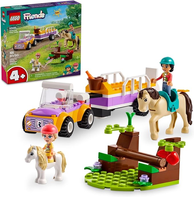 LEGO Friends Horse and Pony Trailer Playset, Building Toy for Kids, Creative Play Gift with Liann and Zoya Characters and 2 Animal Figures, Toy for 4 Year Olds and Up, 42634