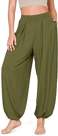 ODODOS Women's Wide Leg Pants with Pockets Lightweight Loose Draped Casual Palazzo Lounge Pajama Harem Pants