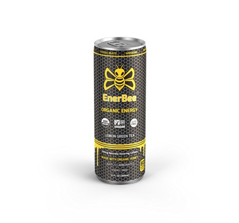 EnerBee Organic Sparkling Energy Tea (Honey Lemon Flavor) (12 Pack)