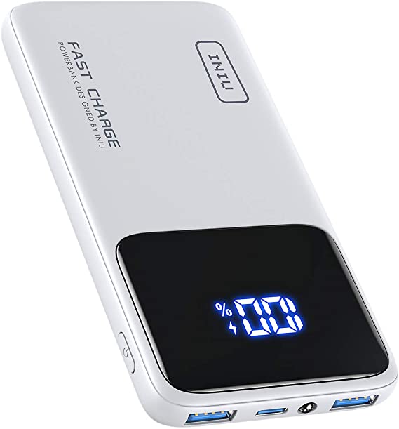 INIU Portable Charger, 20W PD 3.0 QC 4.0 Fast Charge 10500mAh USB C LED Display Power Bank, Battery Pack with Phone Holder Compatible with iPhone 12 11 Pro XS 8 Samsung S20 Google AirPods iPad LG etc