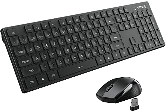 VicTsing Wireless Keyboard and Mouse Combo, Compact and Ultra-Thin Keyboard with Cordless Mouse, 2.4G Wireless Connection, Compatible for Windows 7/8/10/2000/XP/ME/Vista, Mac OS, Black