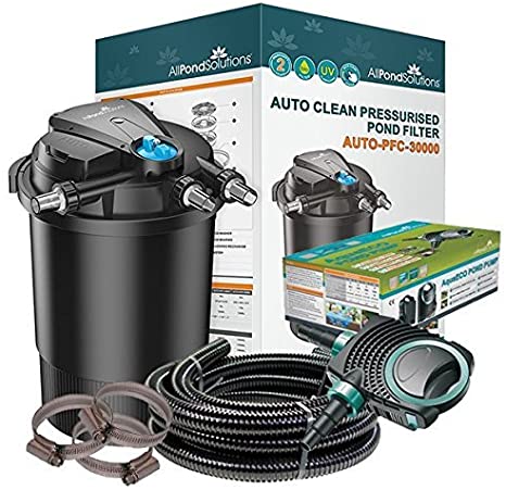 Auto Cleaning Pressurised Koi Pond Filter UV Steriliser All in One Kit 30000L/H