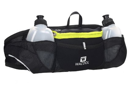 Limited Time!!!WACOOL Waterproof Hydration Running Cycling Hiking Walking Belt, Double 9oz(270ml) BPA Free Water Bottles, Fits iPhone 6s plus,100% Lifetime Guarantee.