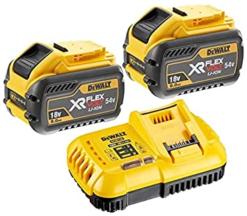 DEWALT 2 x DCB547 18v / 54v XR FLEXVOLT 9.0ah Battery   DCB118 Fast Charger, 18 V, Yellow