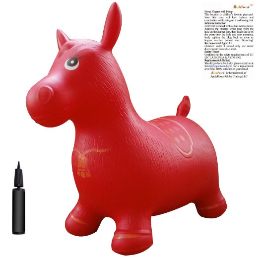 Red Horse Hopper, Pump Included (Inflatable Jumping Horse, Space Hopper, Ride-on Bouncy Animal)