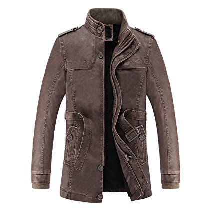 Mens Faux Leather Jacket Biker Moto Jackets Zip Jacket Vintage Leather Coat Winter Outdoor Coat Jackets