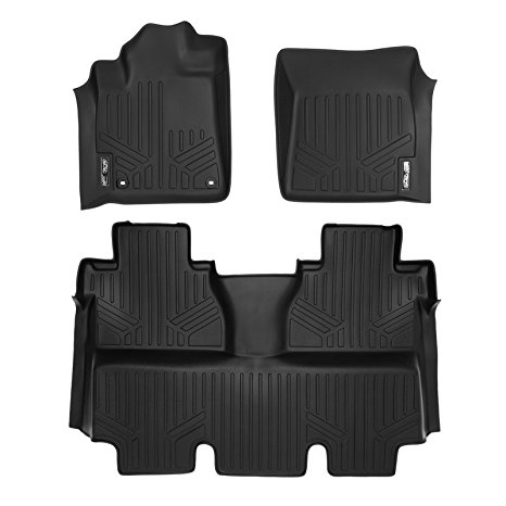 MAXFLOORMAT Floor Mats for Toyota Tundra CrewMax (Coverage Under Second Row Seat) (2014-2018) Complete Set (Black)
