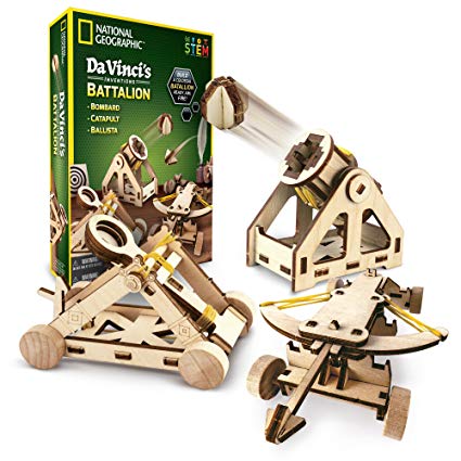NATIONAL GEOGRAPHIC - Da Vinci's DIY Science & Engineering Construction Kit – Build Three Functioning Wooden Models: Catapult, Bombard & Ballista