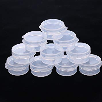 50 Pcs Plastic Cosmetic Jar 5g Empty Clear Case with Snap Lids Portable Mini Storage Box Makeup Jar Sample Bottle Sealing Pot Cosmetic Containers by EORTA for Sampling, Traveling, Mixing