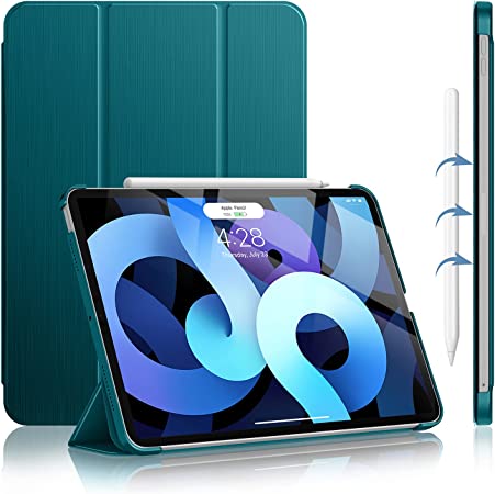 Soke Case for iPad Air 5th Generation 2022/ iPad Air 4th Generation 2020 - [Slim Trifold Stand   2nd Gen Apple Pencil Charging   Auto Sleep/Wake ], Hard PC Back Cover for iPad Air 10.9 inch,Teal