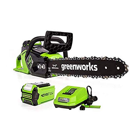 Greenworks 14-Inch 40V Cordless Chainsaw, 2.5Ah USB Battery (USB Hub) Included CS40L2511