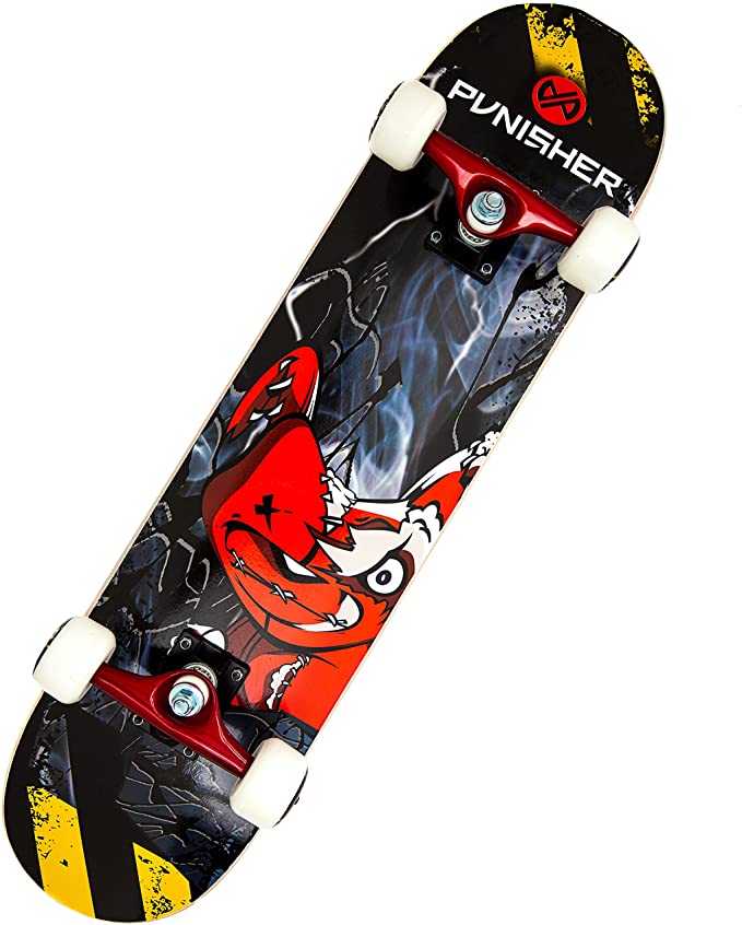 Punisher Skateboards Teddy Complete 31-Inch Skateboard with Canadian Maple and Concave Deck
