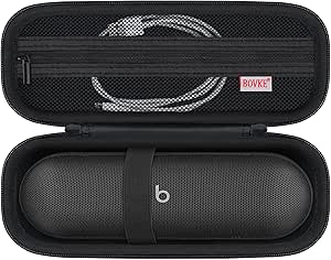 BOVKE Carrying Case Compatible with Beats Pill Wireless Bluetooth Speaker, Beats Pill Portable Speaker Holder Bag with Extra Mesh Pocket for Charging Cables, Black