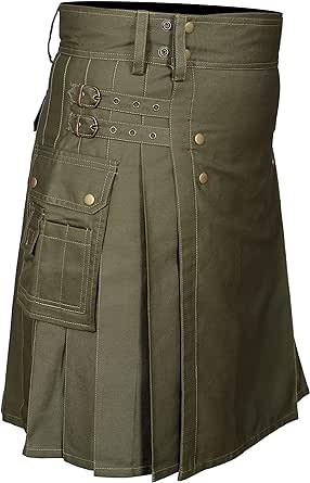 Kilts for Men Utility Kilt Cotton Cargo Pockets