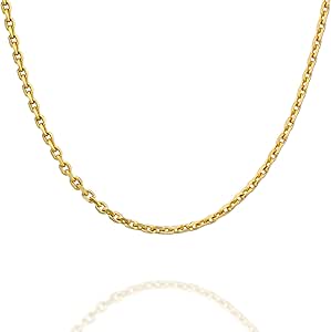 PAVOI Italian Solid 925 Sterling Silver, 22K Gold Plated Chain Necklaces | Snake, Square Box, Cable, Super Flex Curb, Miami Cuban and Rope Diamond-Cut Herringbone Necklace for Women and Men | MADE IN ITALY