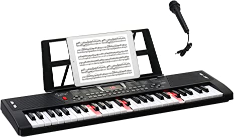 GLARRY 54 Lighted Keys Kids Electric Keyboard Piano for Beginners Portable Music Keyboard Baby Christmas Gifts with Music Stand, Microphone, Power Supply, Headphone
