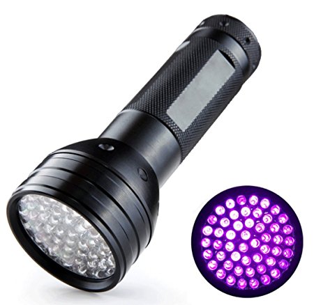 51 LEDs UV Light Flashlight Pets Ultra Violet Urine and Stain Detector,Find Dry Stains on Carpets, Rugs, Floor. 3 x AA Batteries Included