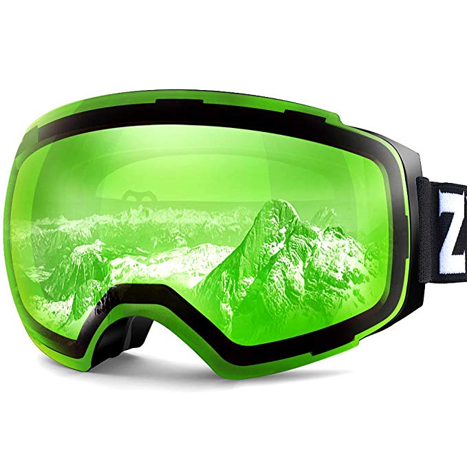 Zionor X4 Ski Snowboard Snow Goggles Magnet Dual Layers Lens Spherical Design Anti-Fog UV Protection Anti-Slip Strap for Men Women