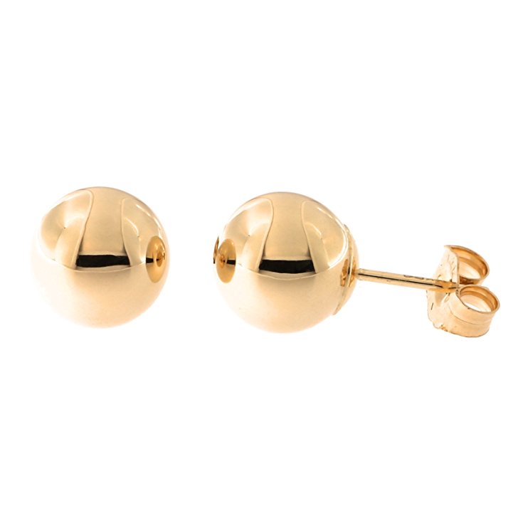 14k Yellow, White or Rose Gold Ball Stud Earrings