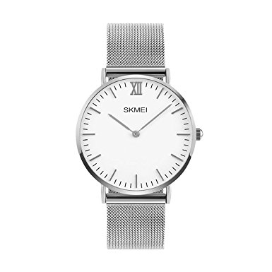 Women's Watch, Analog Wristwatch Waterproof Stainless Steel Quartz Fashion Casual Business Dress Design Watch 98FT Water Resistant--Silver