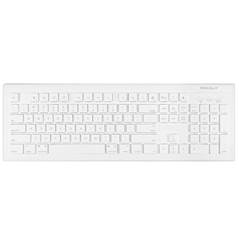 Macally Full-Size Wireless Desktop Computer Keyboard for Mac, Windows PC, iPhones, iPads, & Bluetooth Enabled Devices (BTKEYE)