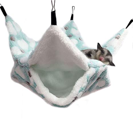 Oncpcare Small Pet Cage Hammock, Bunkbed Sugar Glider Hammock, Guinea Pig Cage Accessories Bedding, Warm Hammock for Parrot ferret Squirrel Hamster Rat Playing Sleeping