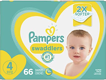 Diapers Size 4 - Pampers Swaddlers Disposable Baby Diapers, 66 Count, Super Pack (Packaging May Vary)