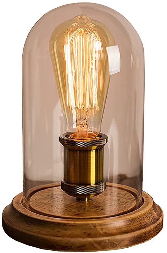 Surpars House Vintage Desk Lamp Glass Shade Table Lamp Edison Bulb Included