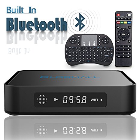 Globmall 4K Android 5.1 TV Box with Free Mini QWERTY Keyboard, 2017 Model X1 android TV Box 64 Bits Amlogic S905 Lollipop OS with Bluetooth 4.0