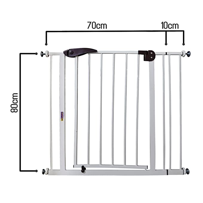 Kurtzy Baby Safety Gate Doorway with Child Lock for Kids & Pets 70 cm with 10 cm Extension