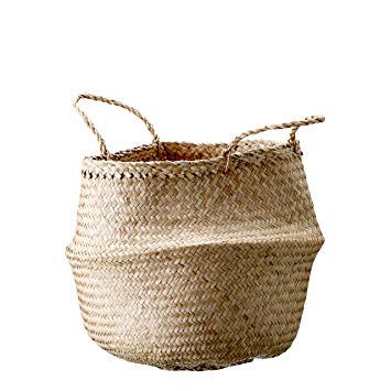 Bloomingville Natural & Seagrass Folding Basket with Handles, Medium, Natural